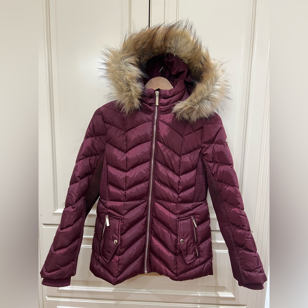 Michael Kors Puffer Jacket with Faux Fur Trim